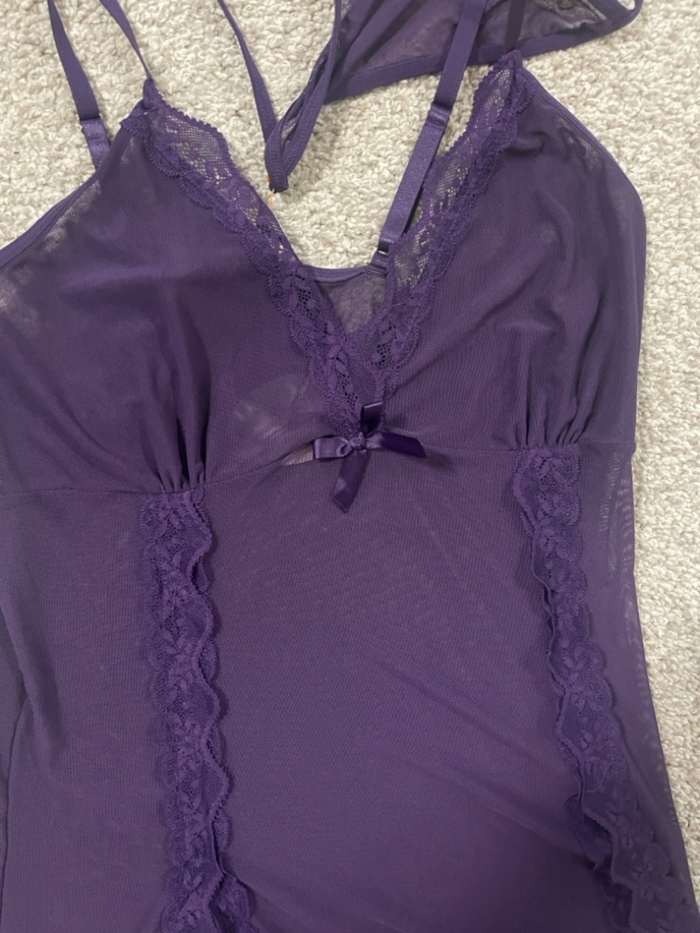 Sheer Lace Chemise Nightgown - Deep Purple Sexy lingerie XL